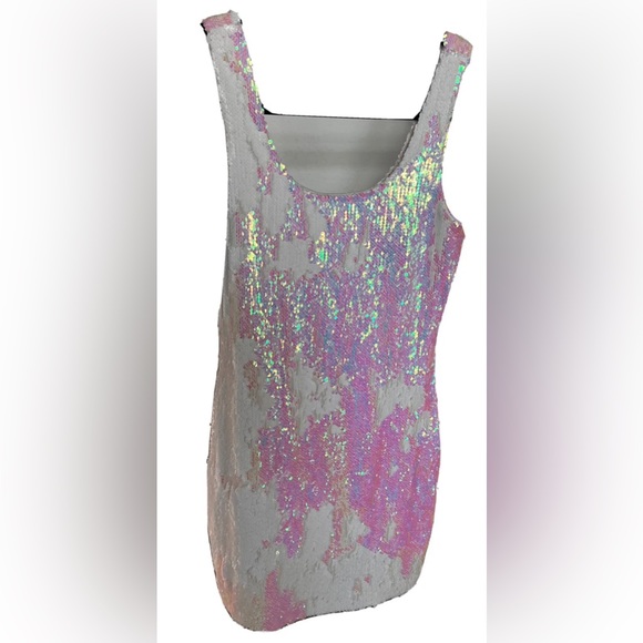 Misses Women White Reversible Sequin Tank Dress Size Medium Charlotte Russe - Picture 2 of 7